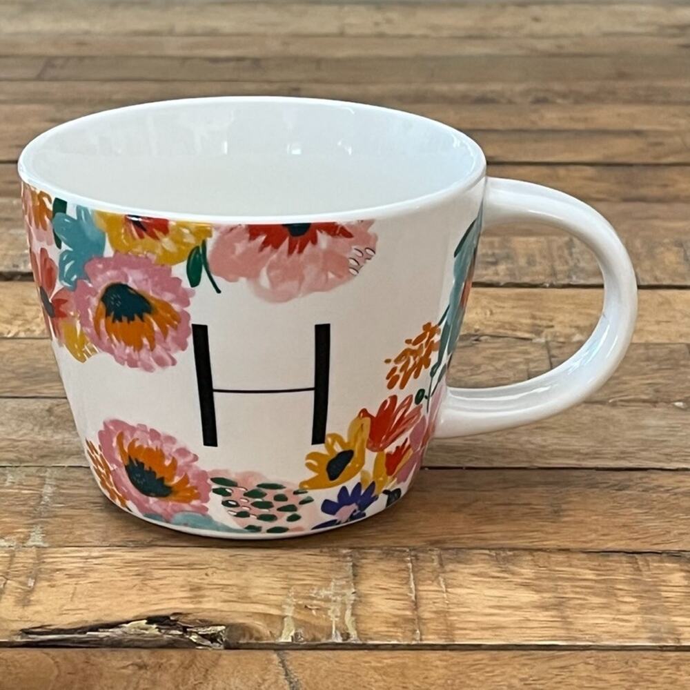 Opalhouse Monogram Stoneware Mug Letter H Floral Design